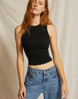 PerfectWhiteTee Gigi High Neck Cropped Ribbed Tank True Black