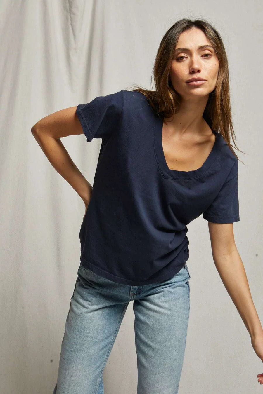 Perfectwhitetee Hendrix Basic V Neck Tee True Navy