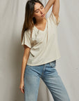 Perfectwhitetee Hendrix Cotton Boxy V Neck Tee Sugar