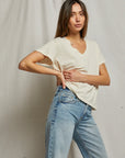 Perfectwhitetee Hendrix Cotton Boxy V Neck Tee Sugar