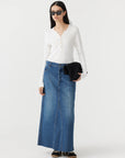 Bassike Maxi Panelled Denim Skirt Classic Vintage