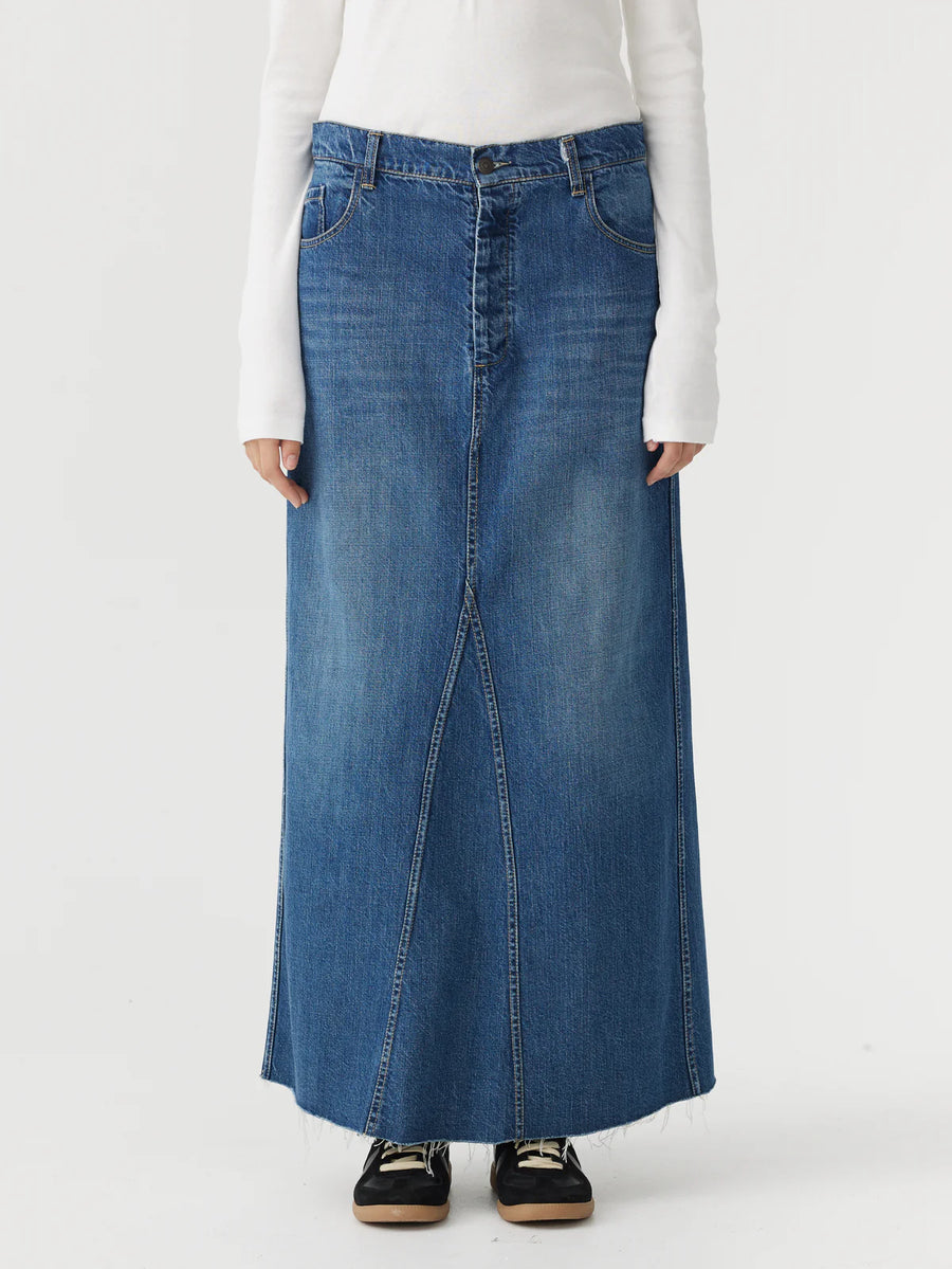 Bassike Maxi Panelled Denim Skirt Classic Vintage