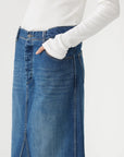 Bassike Maxi Panelled Denim Skirt Classic Vintage