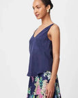 Once Was Delray Reversible Cupro Cami Navy