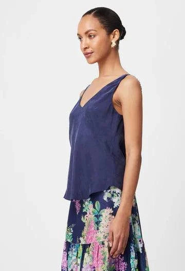 Once Was Delray Reversible Cupro Cami Navy