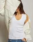 Perfectwhitetee Jordan U neck Ribbed Tank White