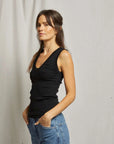 Perfectwhitetee Jordan U neck Ribbed Tank True Black