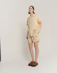 The Tales Cream Embroidered Flower Linen Shirt