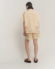 The Tales Cream Embroidered Flower Linen Shirt