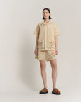 The Tales Cream Embroidered Flower Linen Shirt