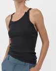 St. Agni Organic Cotton Abstract Singlet Black.