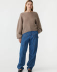 Bassike Boxy Mohair Boatneck Knit Pumice