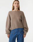 Bassike Boxy Mohair Boatneck Knit Pumice