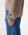 Bassike Boxy Mohair Boatneck Knit Pumice