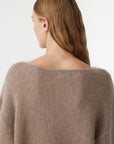 Bassike Boxy Mohair Boatneck Knit Pumice