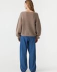 Bassike Boxy Mohair Boatneck Knit Pumice