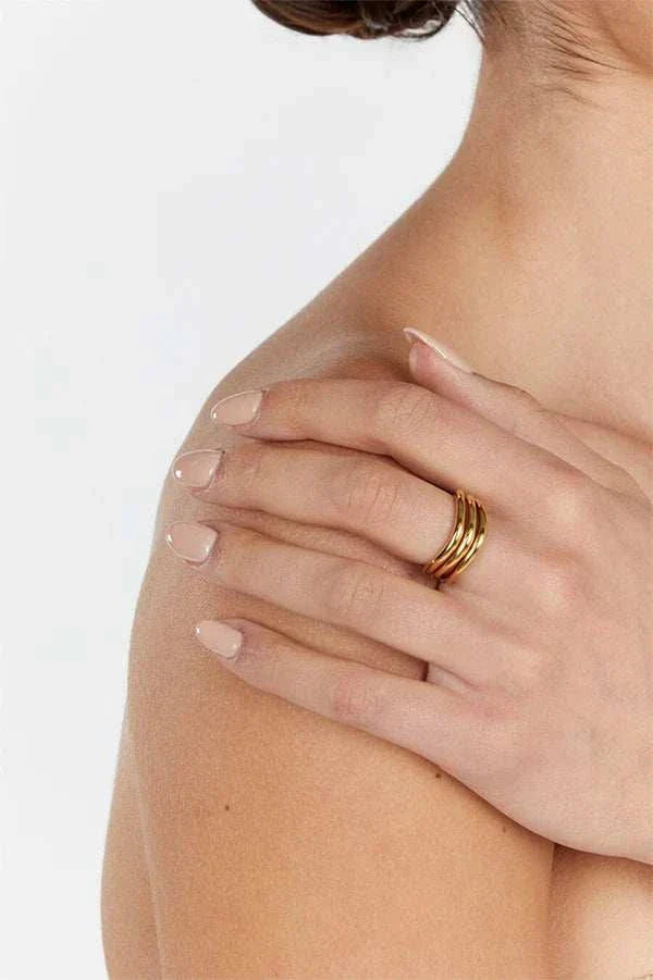 Porter Triple Wave Ring Set Gold