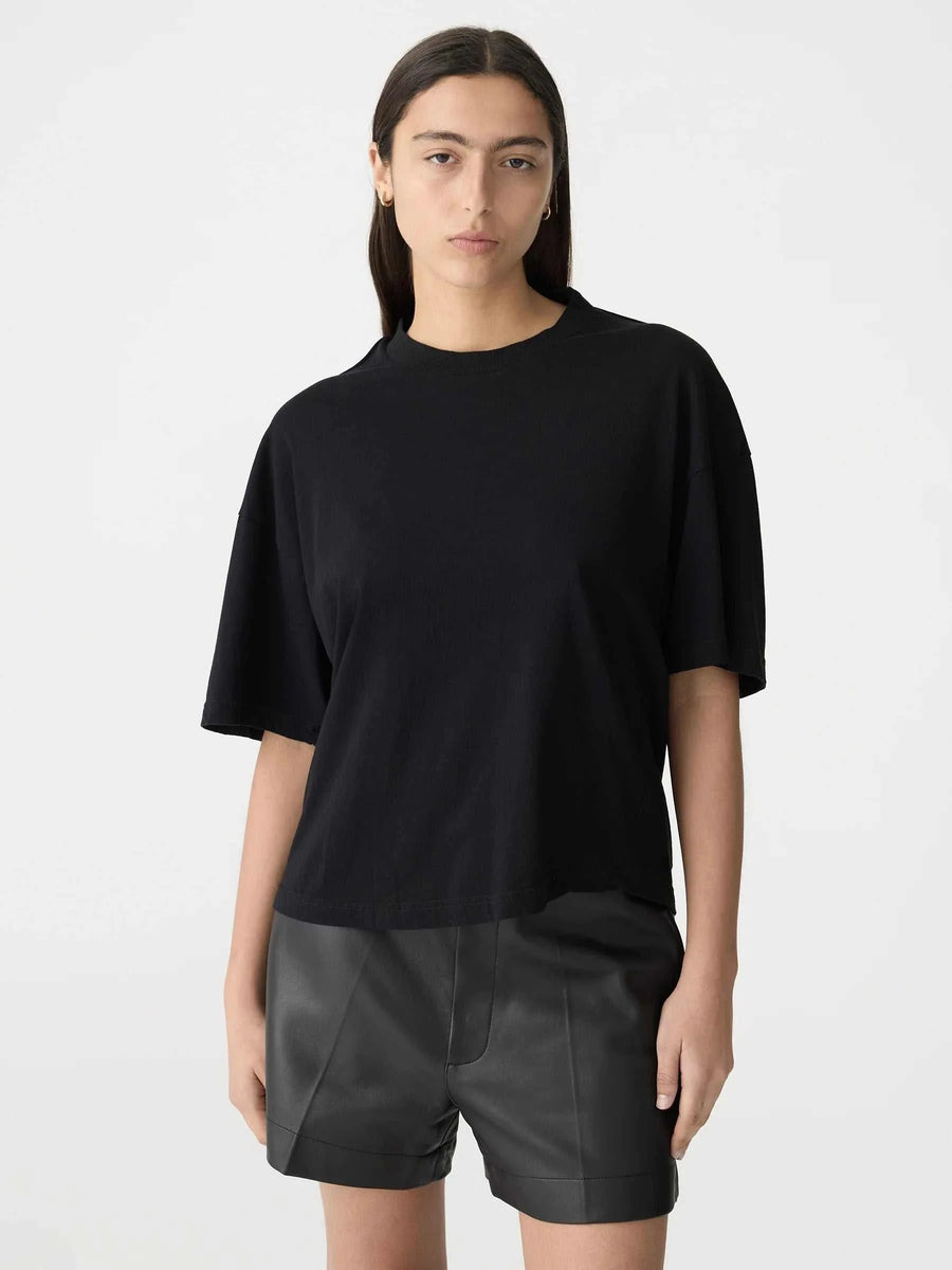 Bassike Floating Neck Boxy T Shirt Black