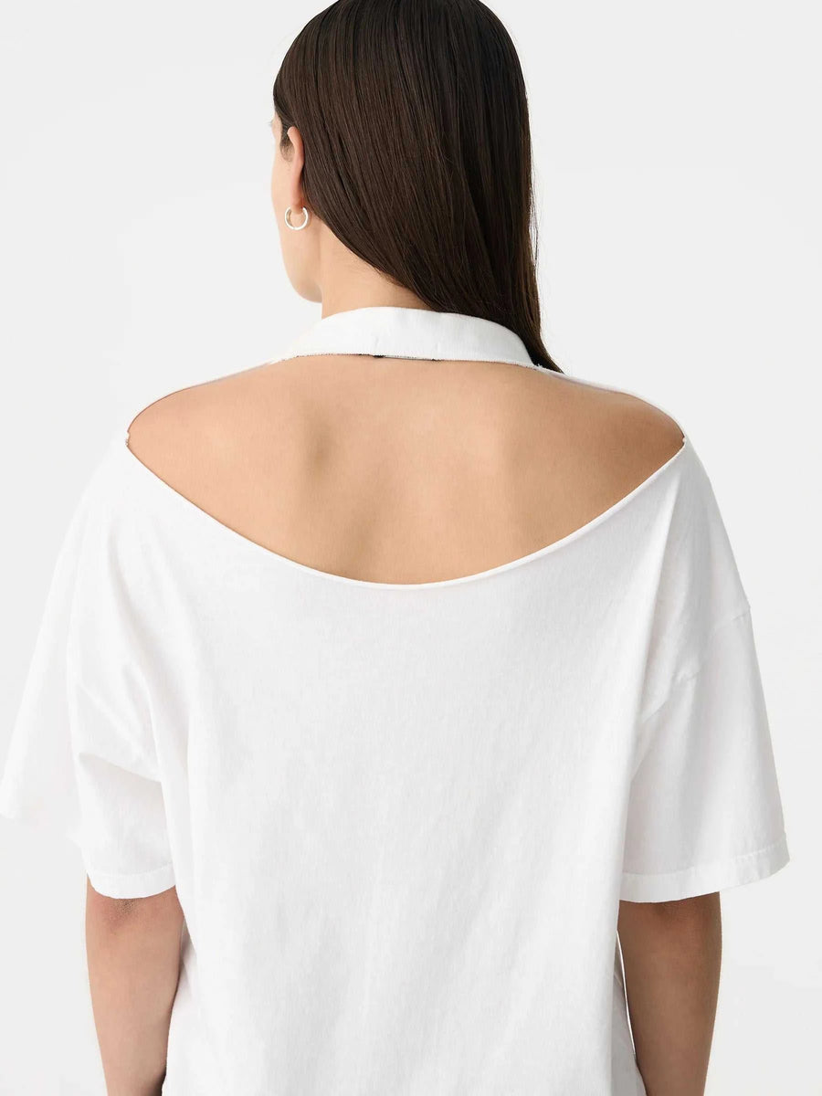 Bassike Floating Neck Boxy T Shirt White