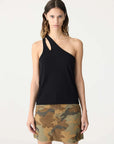 Bassike Spliced One Shoulder Tank Black