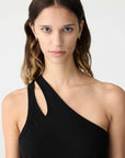 Bassike Spliced One Shoulder Tank Black