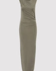 St Agni Cupro Jersey Drape Dress Smokey Olive