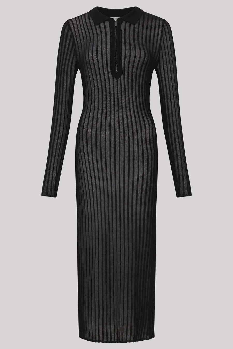 St Agni Sheer Stripe Dress Black