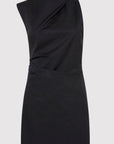 St Agni Asymmetric Tuck Mini Dress Black