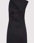 St Agni Asymmetric Tuck Mini Dress Black