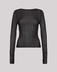 St Agni Sheer Stripe Top Black