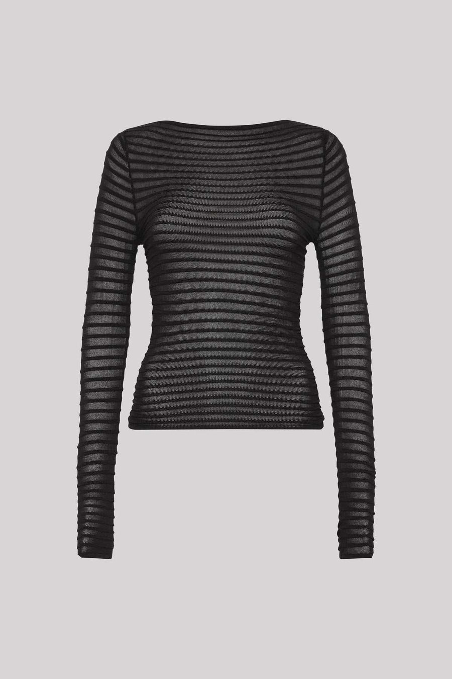 St Agni Sheer Stripe Top Black