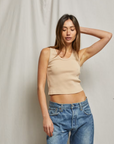 Perfectwhitetee Blondie Structured Rib Bra Friendly Tank Sand Dune