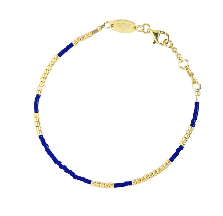 Gold Sister Happy Place Bracelet Blue.