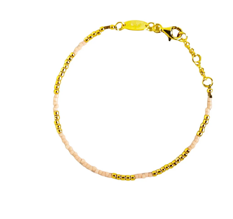 Gold Sister Happy Place Bracelet Pink.