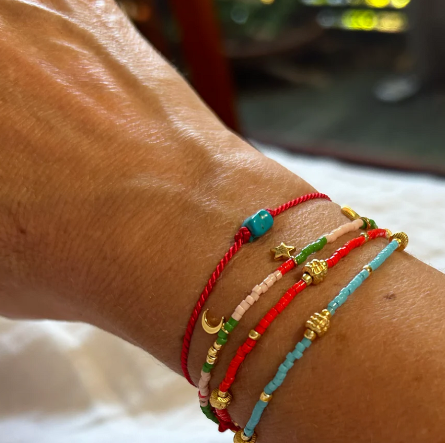 Gold Sister Sunshine Beach Bracelet Red