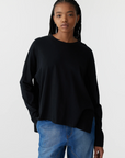 Bassike Boxy Heritage Long Sleeve T Shirt Black