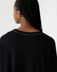 Bassike Boxy Heritage Long Sleeve T Shirt Black