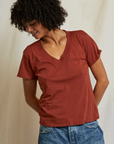 Perfectwhitetee Hendrix Cotton Boxy V Neck Tee Russet