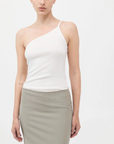 St Agni Organic Cotton One Shoulder Tank White