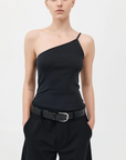 St Agni Organic Cotton One Shoulder Tank Black