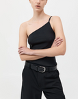 St Agni Organic Cotton One Shoulder Tank Black