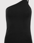 St Agni Organic Cotton One Shoulder Tank Black