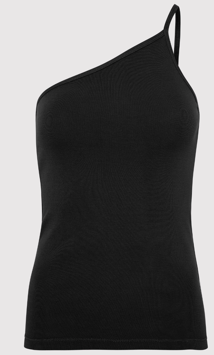 St Agni Organic Cotton One Shoulder Tank Black