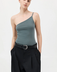 St Agni Organic Cotton One Shoulder Tank Balsam Green