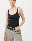 St Agni Organic Cotton Slim Scoop Tank Black