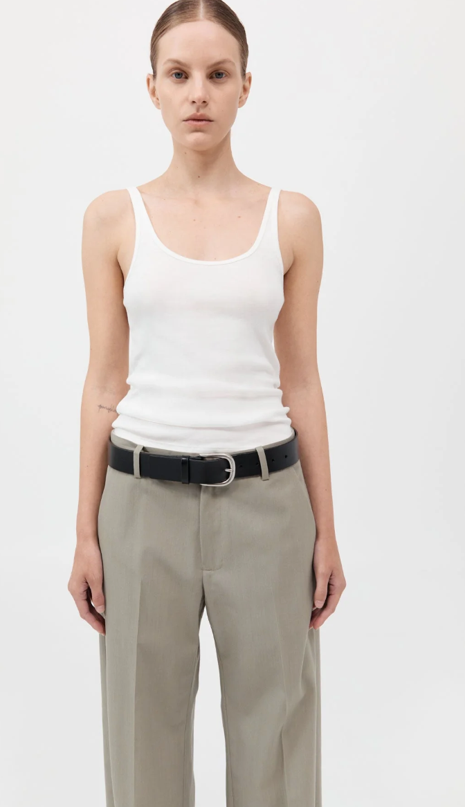 St Agni Organic Cotton Slim Scoop Tank White