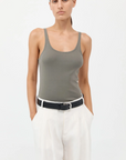 St Agni Organic Cotton Slim Scoop Tank Balsam Green