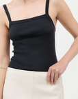 St Agni Organic Cotton Square Neck Tank Black