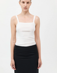 St Agni Organic Cotton Square Neck Tank White