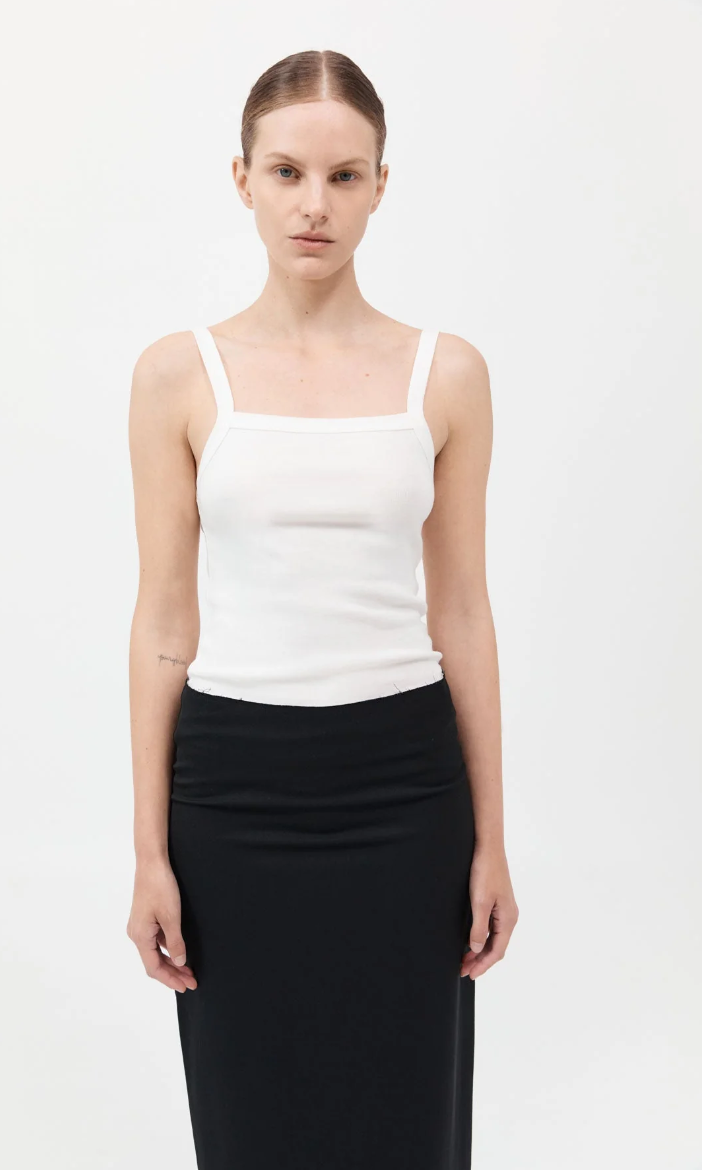 St Agni Organic Cotton Square Neck Tank White